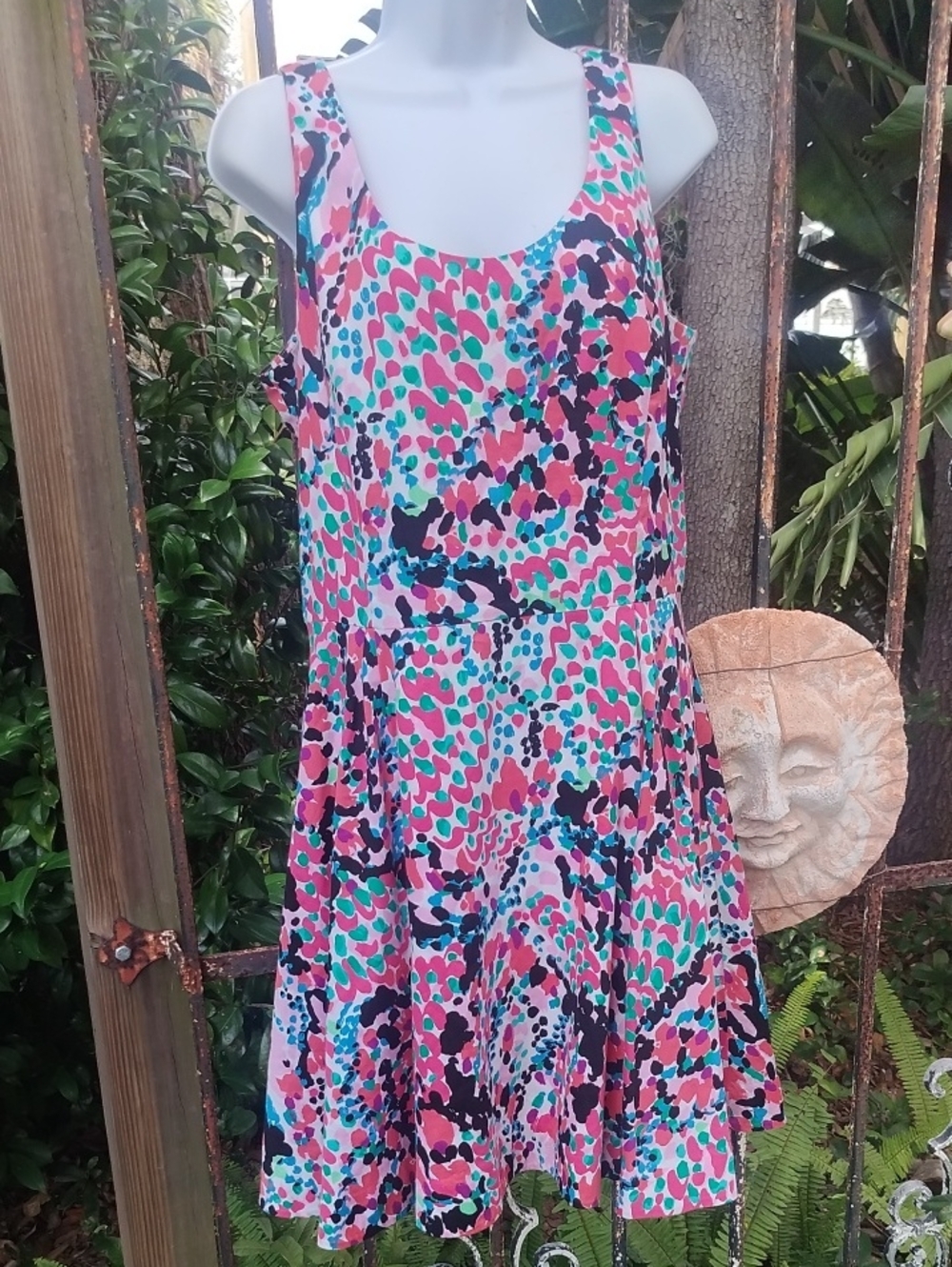 Lilly Pulitzer Multi-Color Printed Floral Fit And Flare Size Large Dress